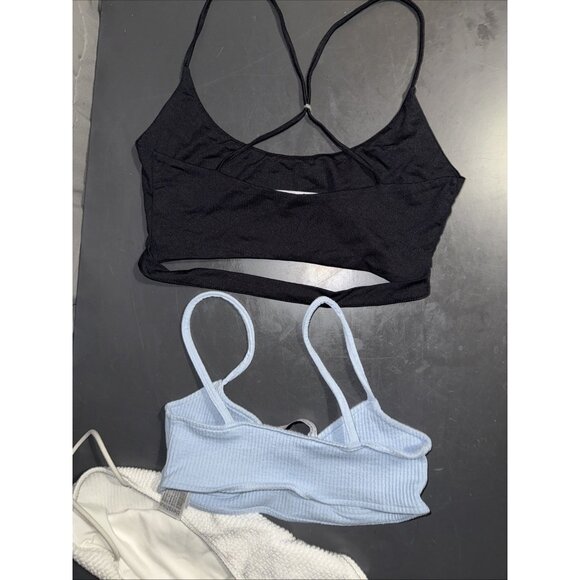 bershka cropped cami Bodysuit size XS (1) small (2) Lot Of 3 Blue Black White - Picture 9 of 16